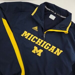 Adidas Michigan Wolverines Quarter Zip Pullover Jacket Navy Yellow‎ Men's M